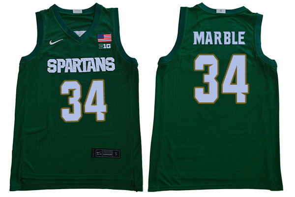 Men Michigan State Spartans #34 Julius Marble NCAA Nike Authentic Green College Stitched Basketball Jersey QY41T21UV